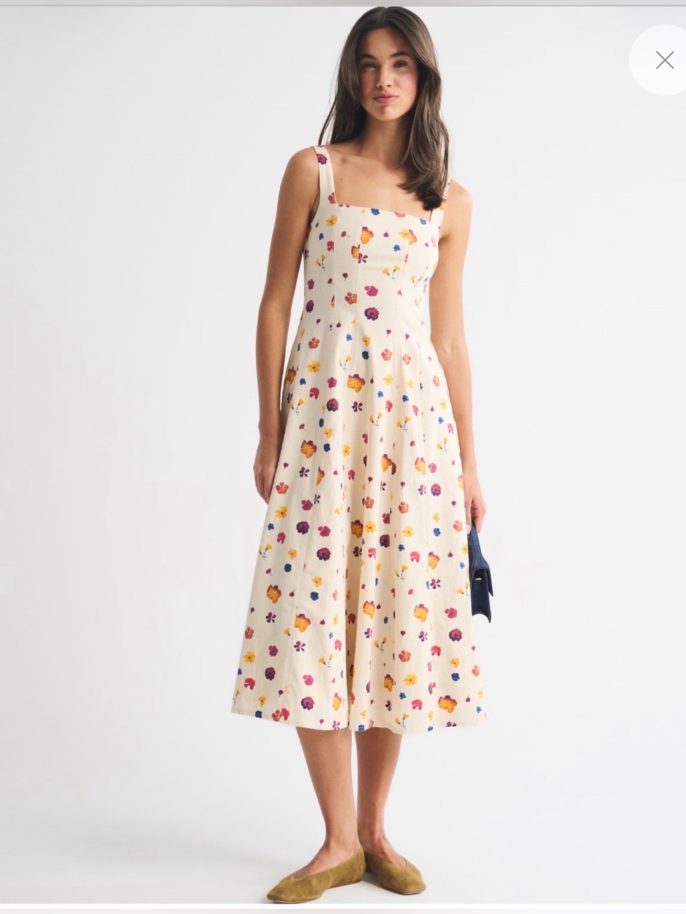 Abercrombie Cream Floral Sundress with Pink, Yellow & Purple Flowers